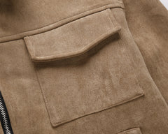 Men's Deerskin Thickened Zippered Large Pocket Jacket