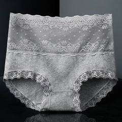 Ladies Pure Cotton High Waist Lace Breathable Plus Size Briefs