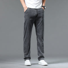 Men's 2024 Summer New Elastic High-end Loose Ice Silk Jeans
