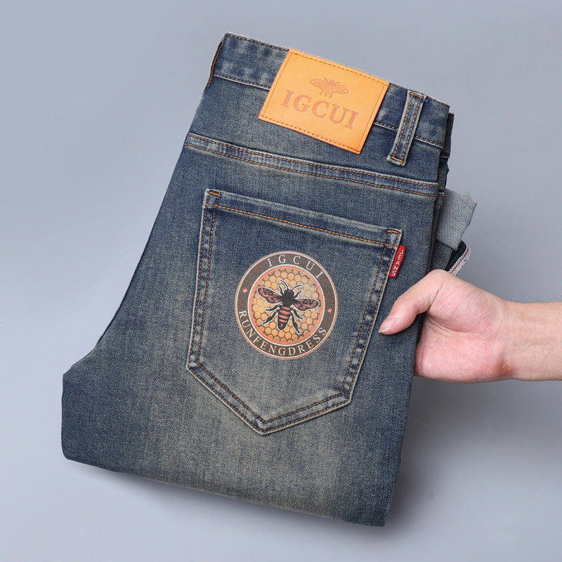 New high-end color printed casual jeans