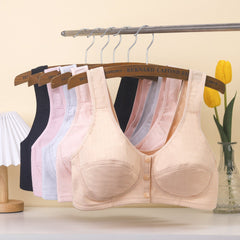 Front button thin wire-free cotton bra