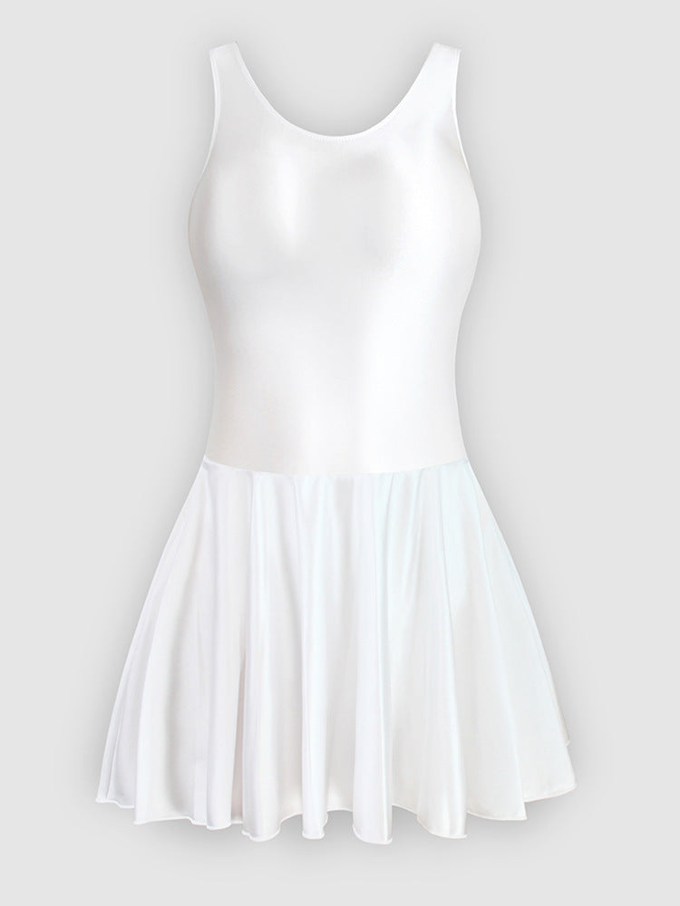 One-piece tight silky shiny gymnastics skirt
