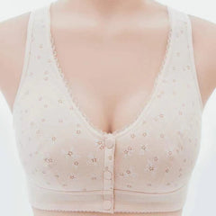 Cotton front buttoned large size wire-free bra