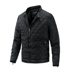 2024 Men's Casual Diamond Stand Collar Fashion Quilted Jacket