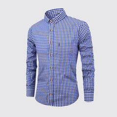 Breathable cotton long-sleeved plaid shirt