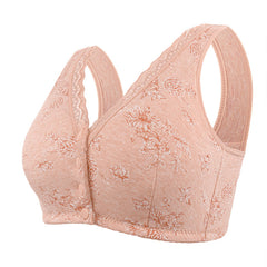 Cotton thin front button printed wireless bra