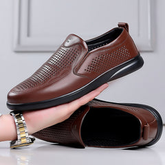 Men's Hollow Soft Sole Lightweight Breathable Leather Shoes