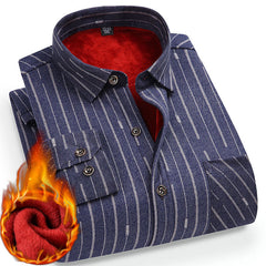 New Men's Winter Velvet Thickened Warm Double-sided Velvet Long-sleeved Shirt