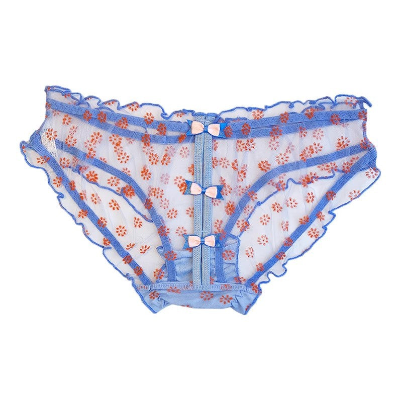 Bowknot Transparent Mesh Lace Hollow Panties