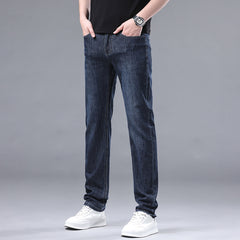 2024 Men's New Ice Silk Loose Large Size Elastic Business Casual Jeans