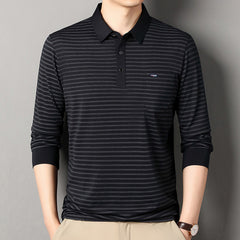 Men's New Business Casual Striped Polo Shirt