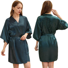 Ladies Satin Skin Friendly Cardigan Nightgown