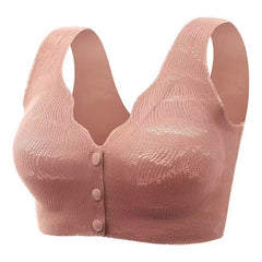 Ice silk mother's front button wireless bra