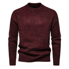 Men's Solid Color Simple Round Neck Casual Bottoming Sweater