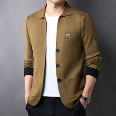 Men's Casual Retro Jacquard Striped V-neck Cardigan