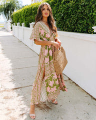 New sexy high waist fashion print slit dress