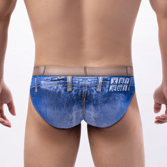 Men's Cotton Sexy, Fashionable, Soft and Comfortable Large Size Denim Printed Briefs