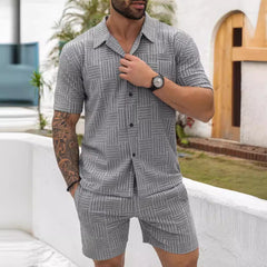 2024 Summer New Men's Jacquard Knitted Casual Sports Suit