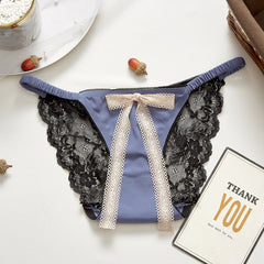 Low-waist Sexy Lace Bow Hollow Breathable Seamless Briefs