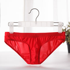 Men's Ice Silk Sexy Low-Rise Transparent High-Elastic Briefs