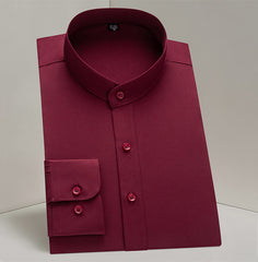 Men's Business Casual Stand Collar Anti-wrinkle No-iron Long-sleeved Shirt