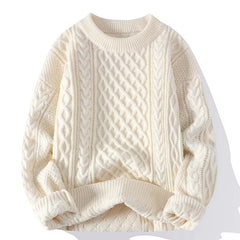 Men's Round Neck Pullover Casual Loose Thickened Sweater