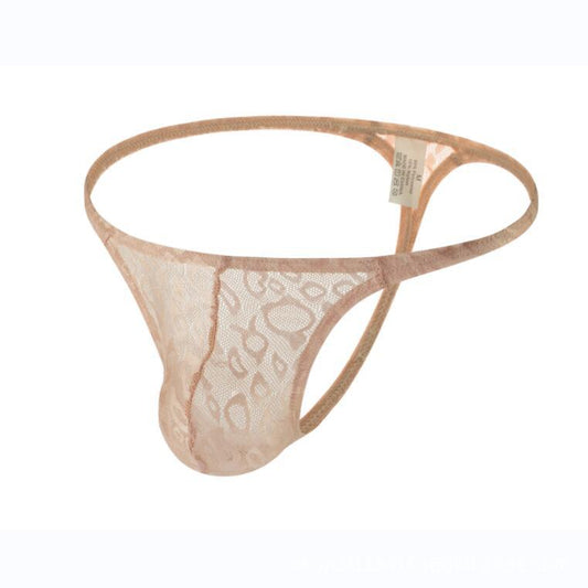 Trendy men's lace transparent thong