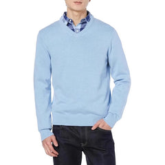 Men's Solid Color V-neck Sweater