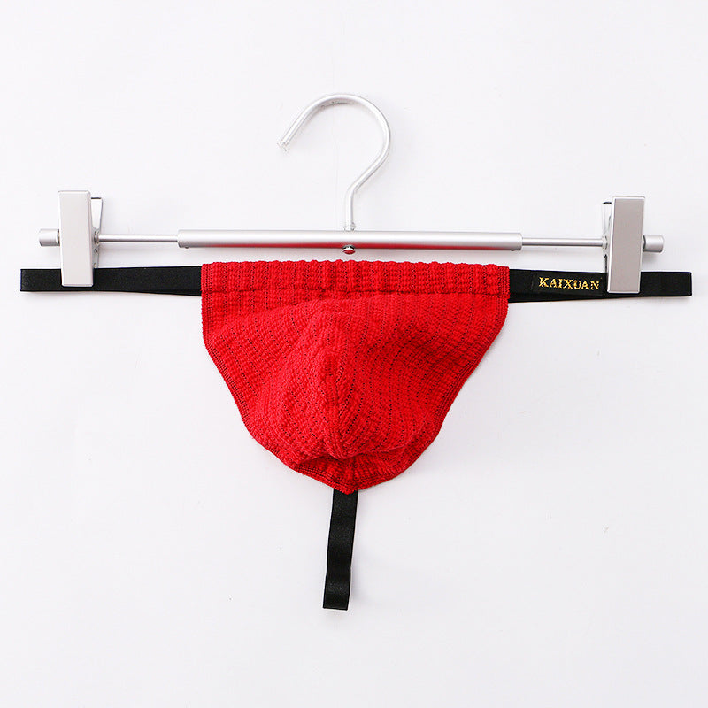 Men's Low-Rise Thin Strap Knit Sexy Splicing Breathable Thong