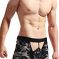 Men's Sexy Lace Open Mesh Transparent Boxer Briefs