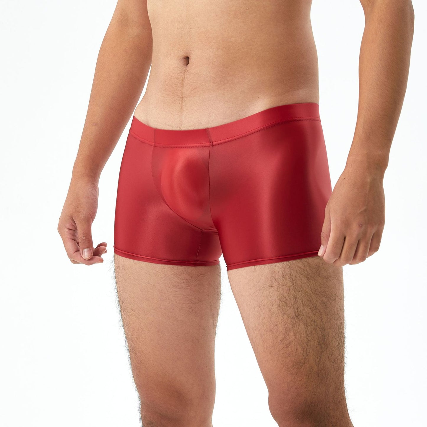 Men's Sexy Shiny Silky Transparent Boxer Briefs