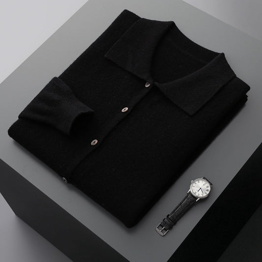 Men's 100% Wool Business Lapel Sweater