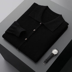 Men's 100% Wool Business Lapel Sweater