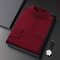 Men's Half Turtle Collar Zip Warm Knitted Wool Sweater