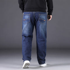 2024 New Men's Large Size Loose Straight Stretch Jeans