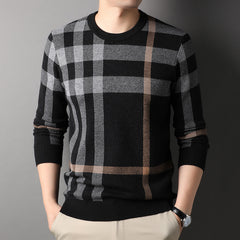 Men's Crew Neck Striped Casual Knitted Sweater
