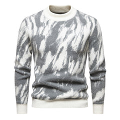 New Men's Retro Printed Casual Crewneck Sweater
