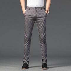 Men's Business Printed Plaid Slim Fit Stretch Casual Pants