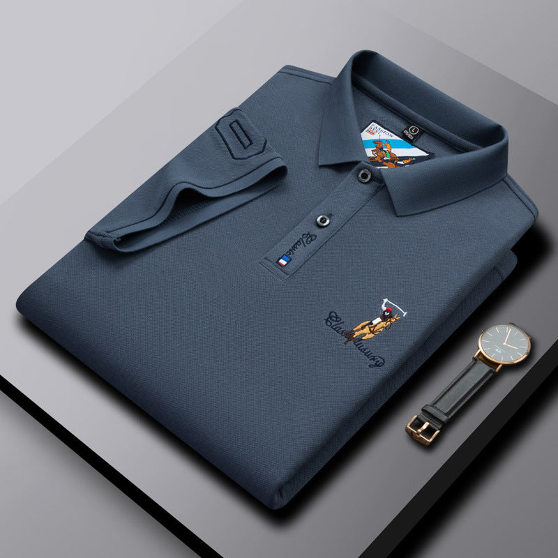 Men's Short-sleeved Business Casual Loose Fashion Embroidered Polo Shirt