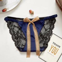 Low-waist Sexy Lace Bow Hollow Breathable Seamless Briefs
