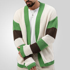 Men's Loose Contrast Wool Cardigan