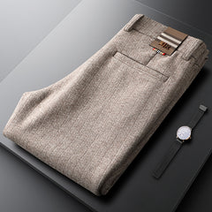 Men's Woolen Straight Striped Thick Casual Pants