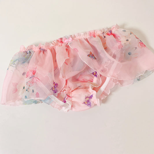 Romantic Butterfly Love Flower Slightly See-through Ruffle Hem Panties