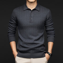 Men's Jacquard Warm Business Casual Lapel Sweater
