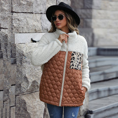 New Casual Loose Round Neck Spliced Double-sided Velvet Jacket