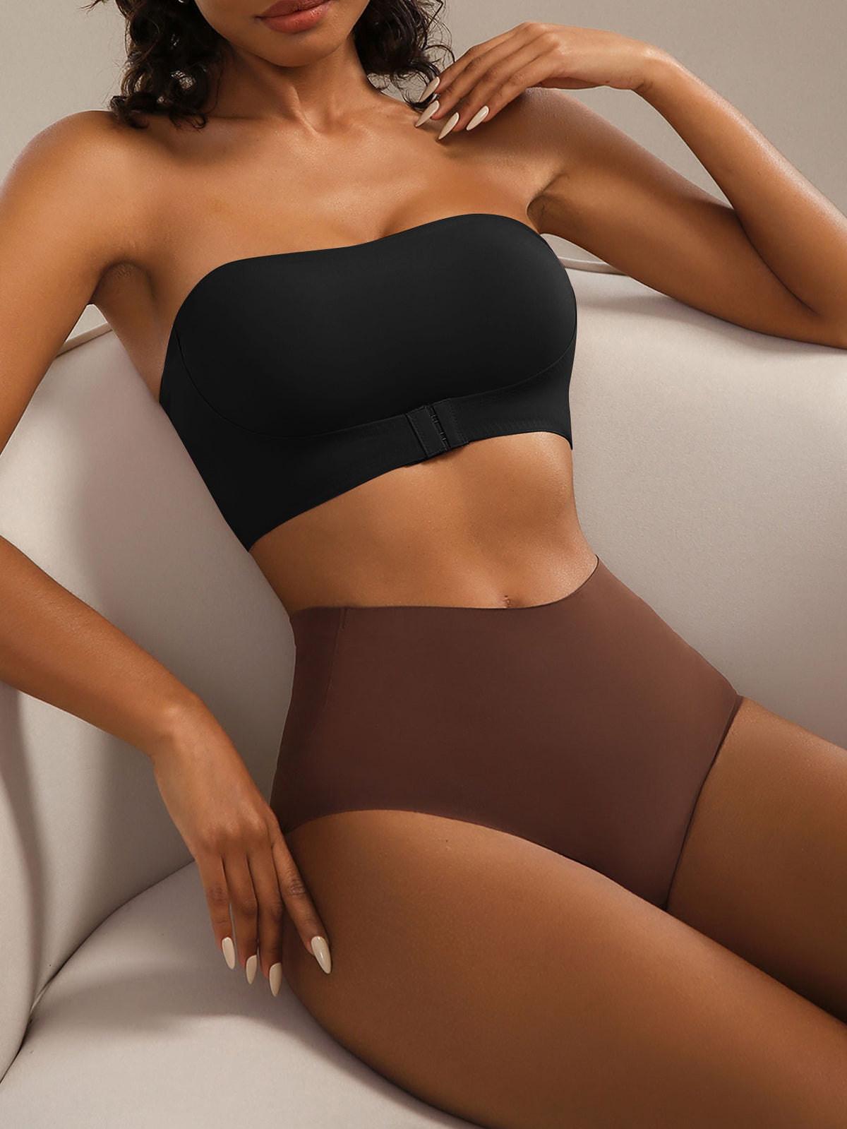 Strapless front clasp bra push up bra