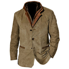 Fashion retro casual jacket lapel stitching contrast color jacket