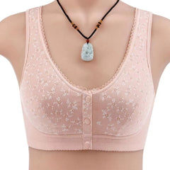 Cotton front buttoned large size wire-free bra