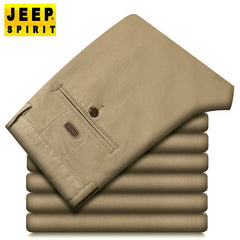 Straight loose-fitting solid color slightly stretch casual pants