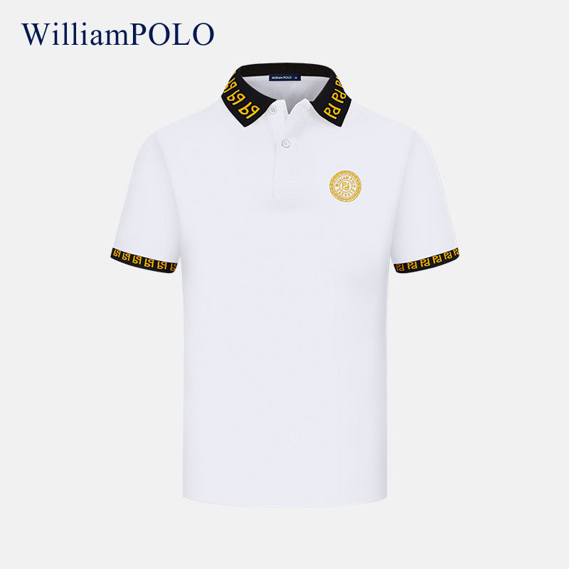 Daily business all-match solid color lapel polo shirt